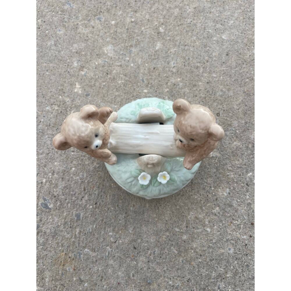 VTG Otagiri See Saw Bears Music Box Porcelain Teeter Totter Rocks as Music Plays - Picture 6 of 6